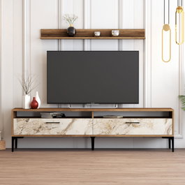 Hanah Home Istanbul Mueble de TV Nogal y Blanco con Estante